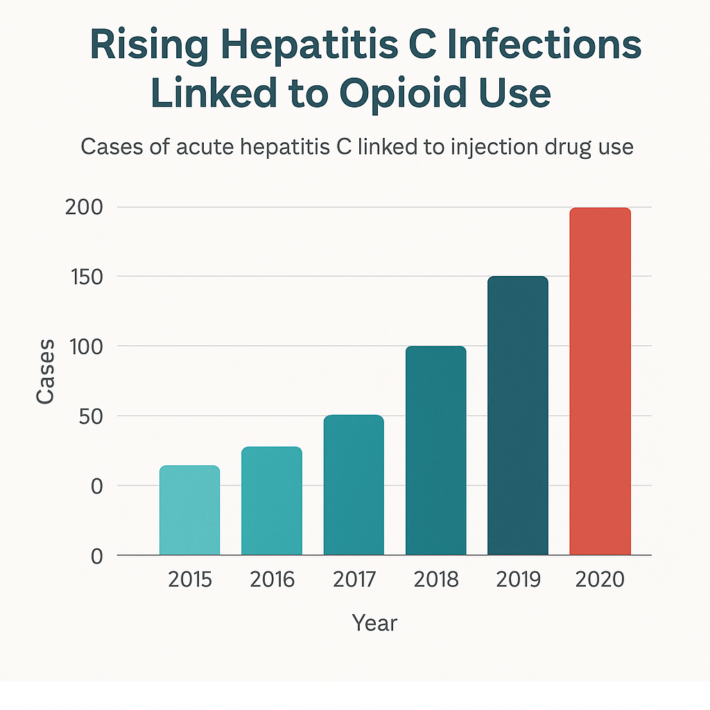 graph showing hepatitis C rates increasing alongside opioid epidemic