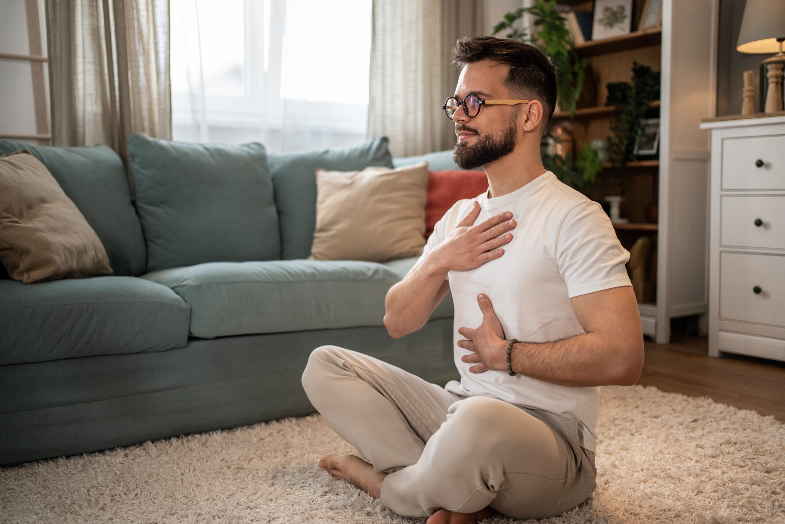 a Inspire Center client doing breathwork